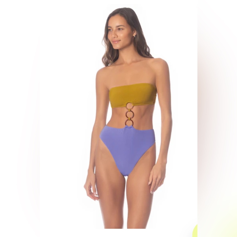 Maaji Olive and Lavender One Piece Swimsuit - Picture 4 of 9